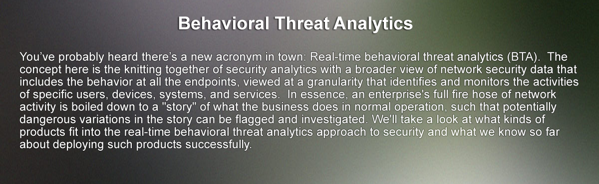 Behavioral Threat Analytics