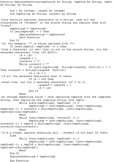 Function to allow replacements
