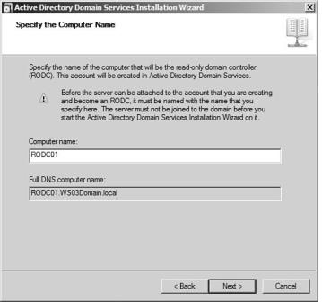 The Specify the Computer Name page