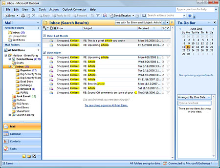Boolean expressions can be entered into Microsoft Outlook's search box