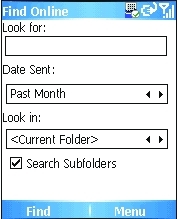 Microsoft Windows Mobile 6 mailbox search feature