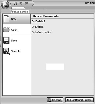 Report Builder Office button