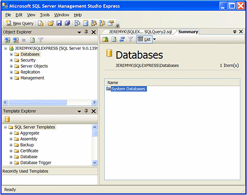 Figure 1: Management Studio Express