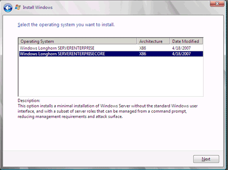 Windows Server 2008 installation