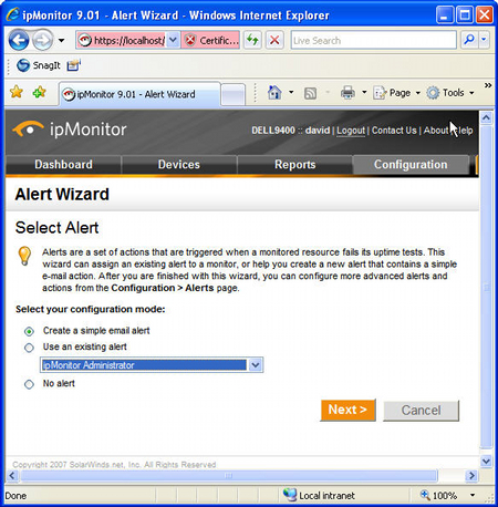 alert wizard