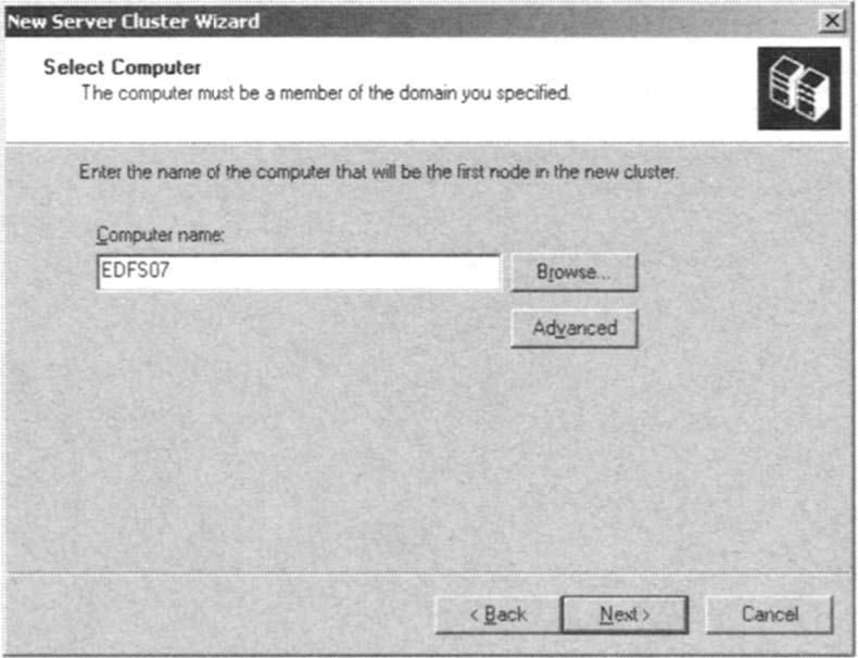 Adding the First Cluster Node to the New Cluster