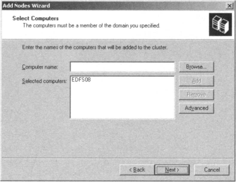 Entering the Name of the Second Node