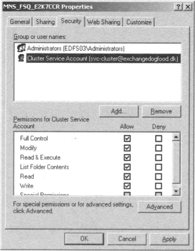 Security Permissions to the Majority Node Set File Share
Quorum Folder