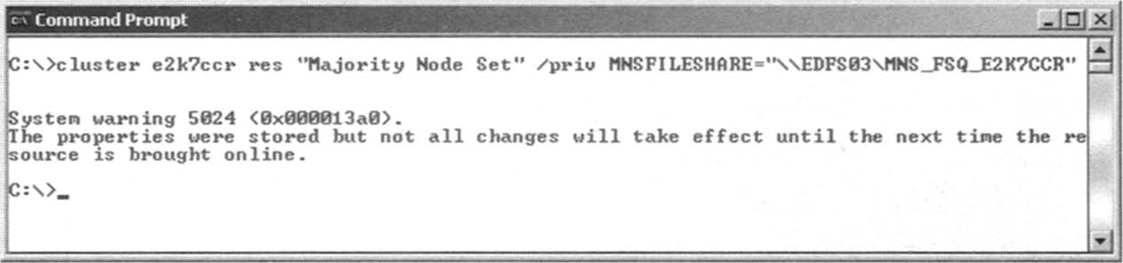 Configuring the Majority Node Set on EDFS07