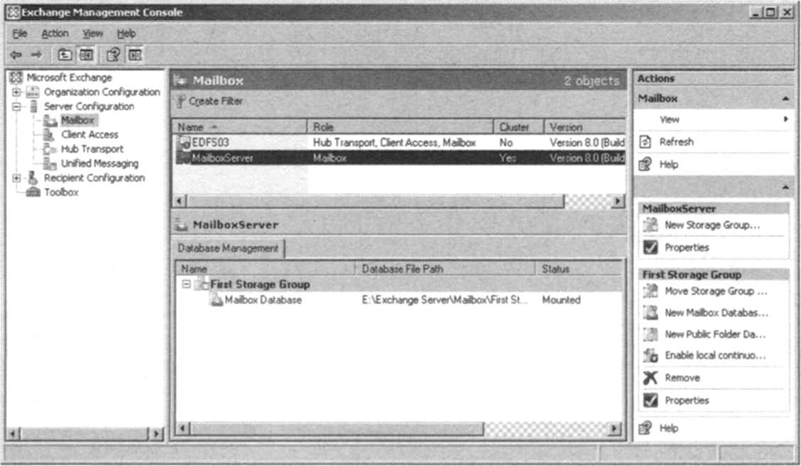 Viewing the Clustered Mailbox Server in the Exchange
Management Console