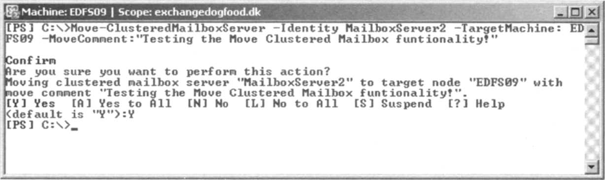 Moving the Clustered Mailbox Resources to the Second Node