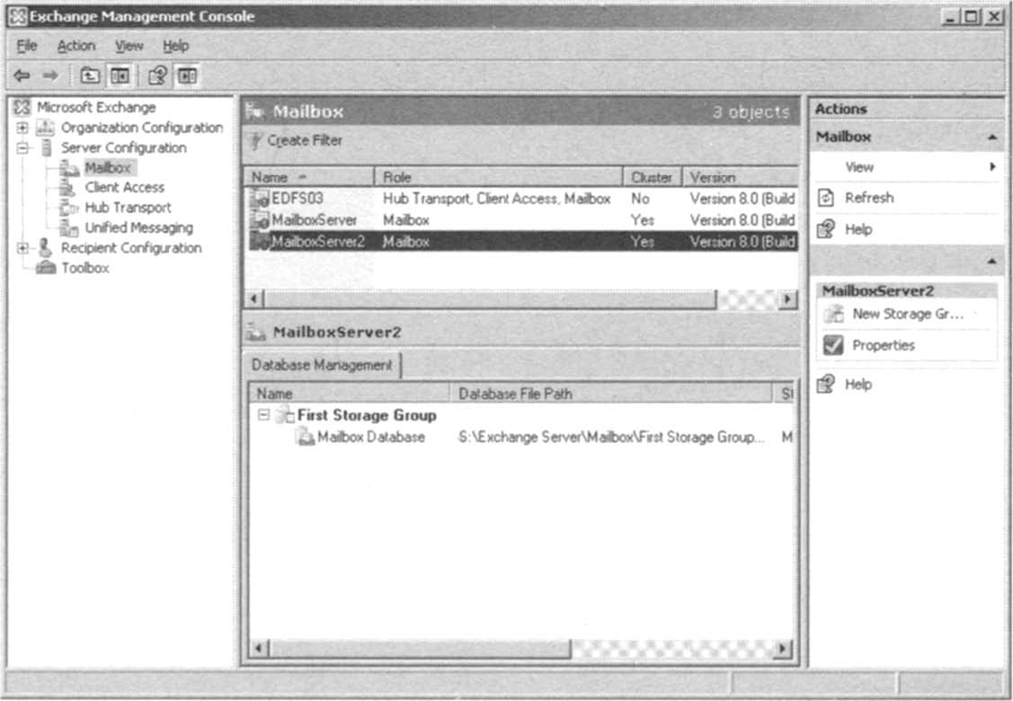 Viewing the Clustered Mailbox Server in the Exchange
Management Console