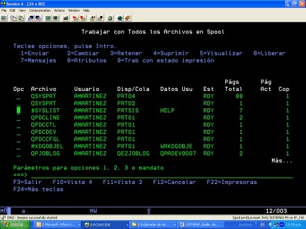 iSeries XCPYSPLF example screenshot