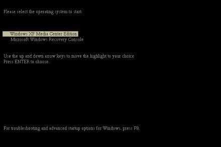 A new boot menu gives you a choice of either loading Windows or the Recovery Console.