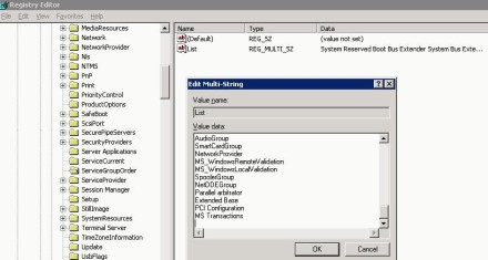 The LIST value in the Exchange Server registry.