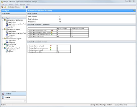 The Analyze option screen gives you a summary of the collected information.