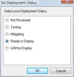 The deployment status allows you to keep track of the testing process.