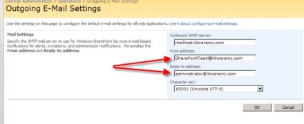 SharePoint Outgoing Email Settings