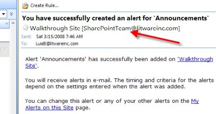 SharePoint vanity email address
