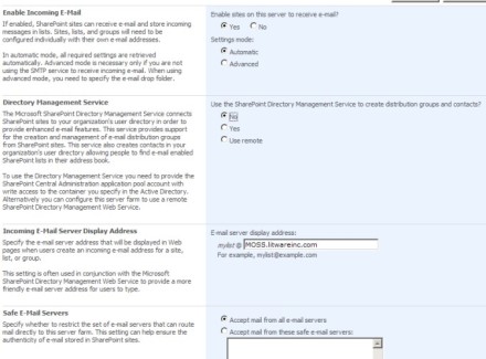 Configure incoming email in MOSS 2007 using SMTP