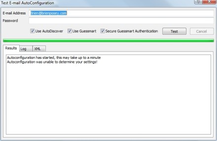 Microsoft Outlook 2007 Test E-Mail AutoConfiguration