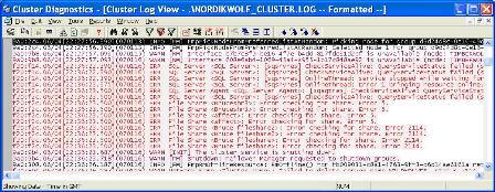 ClusDiag color codes cluster log entries according to severity.