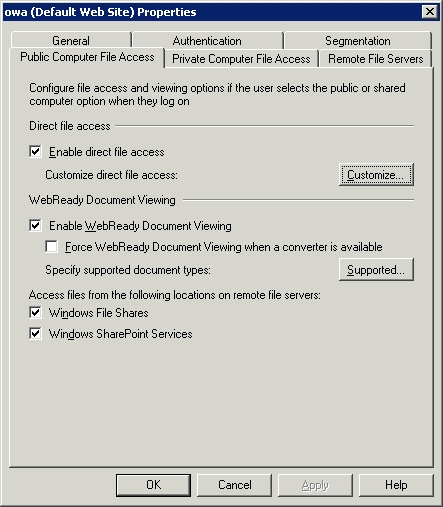 The Enable WebReady Document Viewing check box