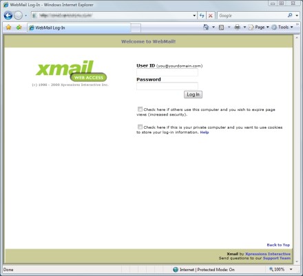 Customized Exchange Server 2007 OWA sign-on screen