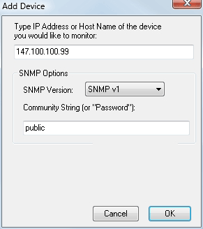 The device being monitored must have an IP address assigned to it, and it must support SNMP.