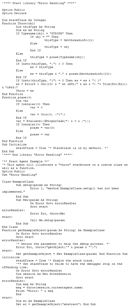 LotusScript to retrieve stack trace