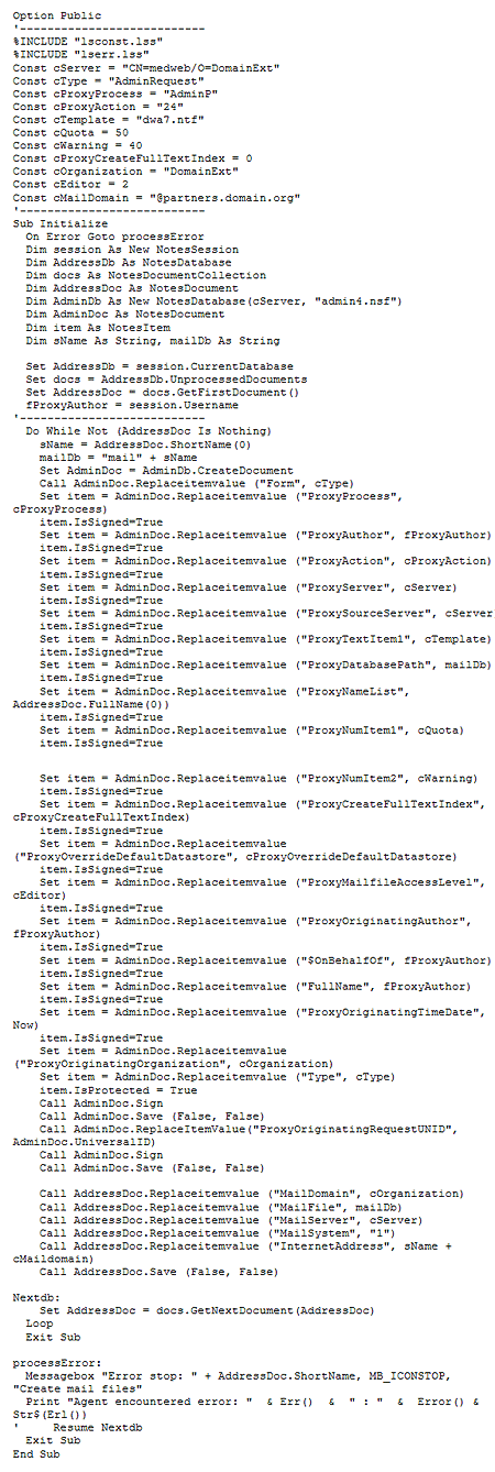 LotusScript create mail files