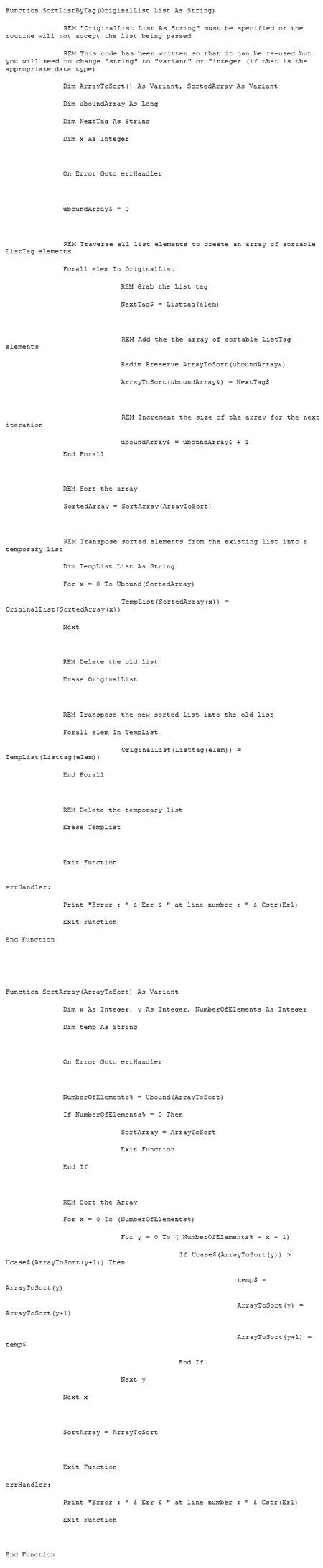 LotusScript to sort lists alphabetically