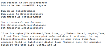 LotusScript to code button for datepicker