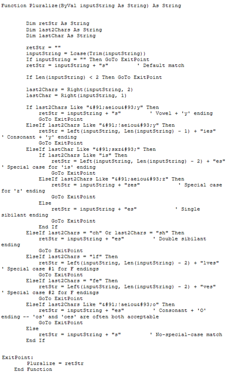 LotusScript to pluralize singular nouns