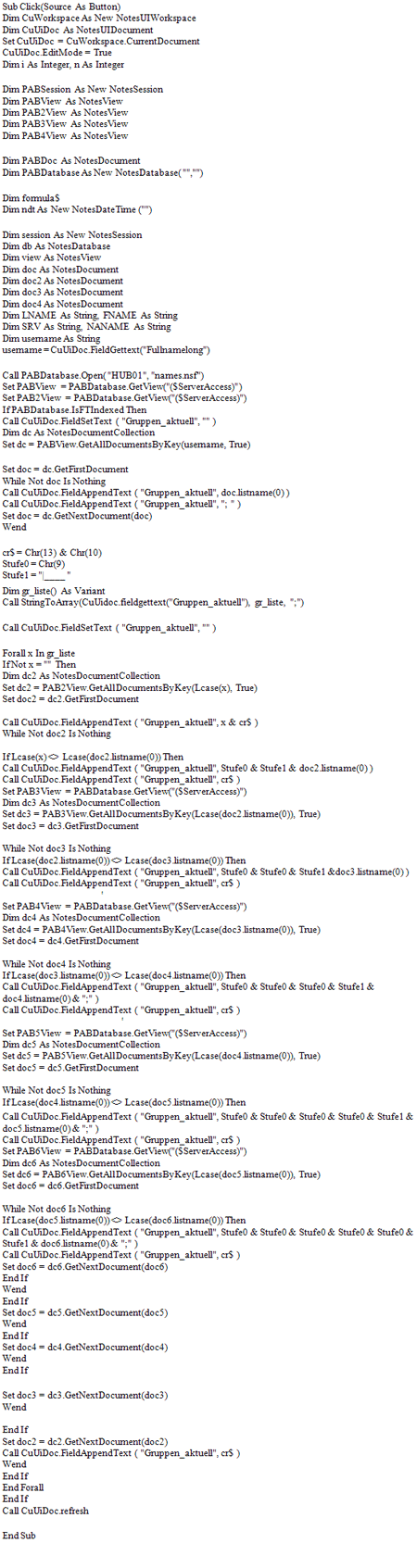 LotusScript for first button