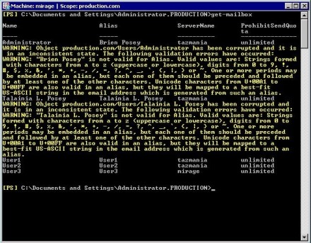Exchange Management Shell Get-Mailbox command