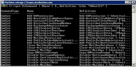 Exchange Management Shell commands that work with the WhatIf parameter