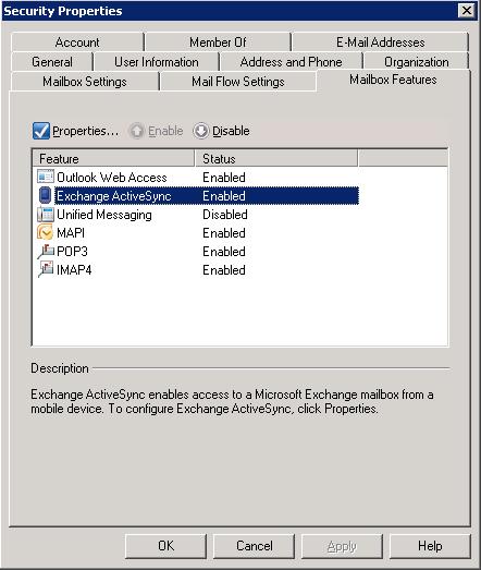 Exchange ActiveSync is enabled