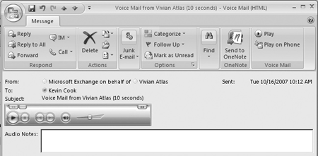 Outlook 2007 voicemail form