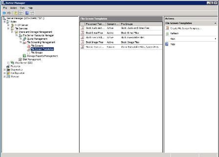 File screen management is performed through the Server Manager.