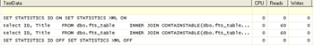 SQL Profiler shows no performance impact when using the WHERE clause in FTS 