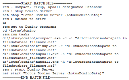 Batch file runs scheduled Lotus Notes database tasks