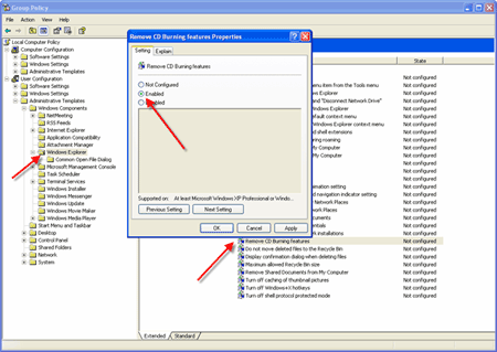 Use GPOs to deny write privileges