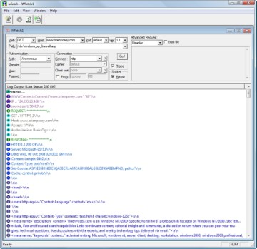 WFETCH Log Output window