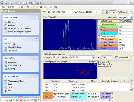Using AirMagnet to launch iPerf 