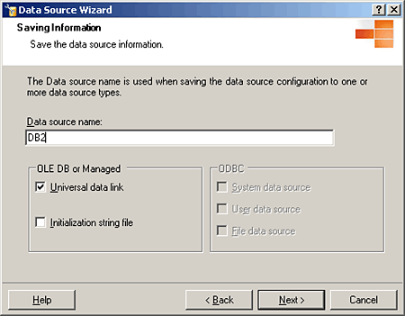 Leave universal data link selected when entering information into a linked server.