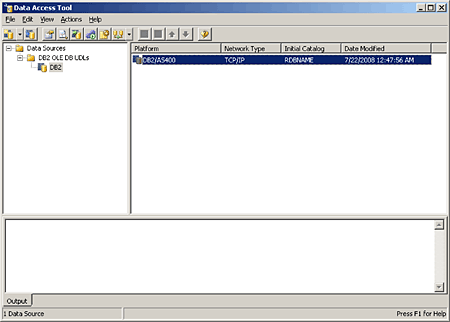 This screen shows how the data access tool should appear after creating the linked server.