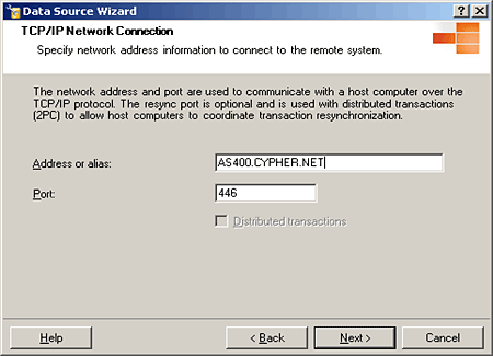 Enter AS400.CYPHER.NET as the server location.