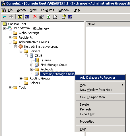 Add database to recovery