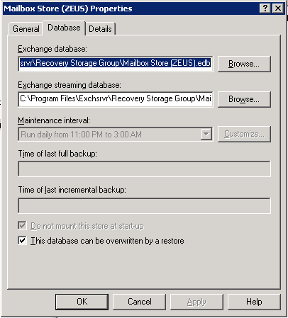 Mailbox store properties